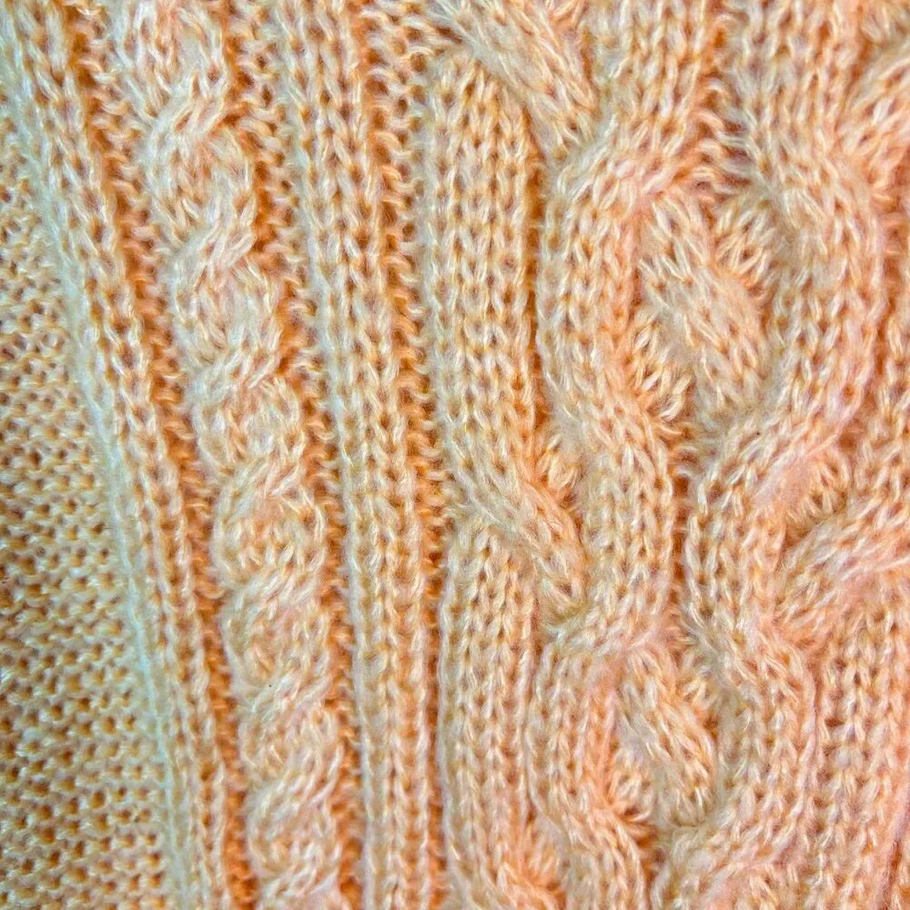 Wooden Ships Womens Yellow Mohair Blend Cable Chunky Knit Crewneck Sweater Sz XS